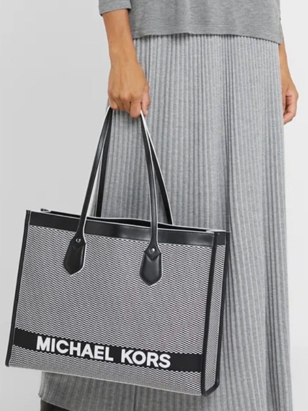 Michael Kors Black & Cream Logo Jacquard Tote - Picture 2 of 2